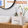 LAMOTI Rectangular Tissue Box Cover with Storage Tray, Leather Facial