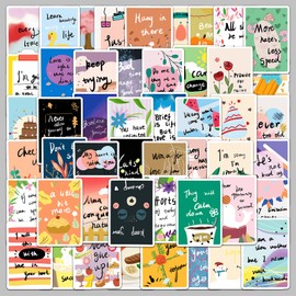 Vintage Inspirational Stickers - 50 PCS Motivational Aesthetic Stickers, for Envelope Seal,Teacher Supplies,Vinyl Waterproof, for Scrapbook Water Bottle Diary Gift for Boys Girls Teens Adults