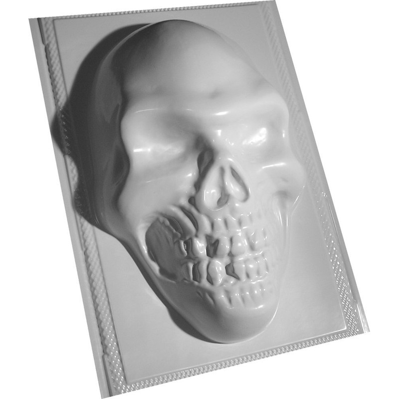 dennycraftmoulds.co.uk LARGE FLAT BACKED SKULL CONCRETE MOULD GARDEN MOLD