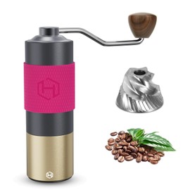 Manual Coffee Grinder - HEIHOX Hand with Adjustable Conical Stainless Steel Burr Mill, Capacity 30g Portable Mill Faster Grinding Efficiency Espresso to Coarse for Office, Home, Camping