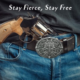 LKKLUYIC Religious Cross Western Belt Buckles for Men Cowboy Belt Buckle Cowgirl Faith Belt Buckles