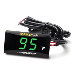 Motorcycle Water Temperature Meter Fahrenheit Thermometer Universal Digital Water Temperature Gauge Super Slim Style Thermometer for Racing Scooter LED Display DC 12V (Green)