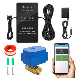 Zuomeng Smart Water Heater Remote Stop Valve with Leak Sensor, Automatic Shutoff, Water Leak Alert Push, 3/4"NPT 150PSI Brass Valve