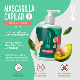 LATINA® Mascarilla para Cabello - Anti Frizz Cabello Crema para Peinar - Activador de Rizos Belleza Mujer - Tratamiento para Cabello Maltratado con Vitaminas para el Cabello