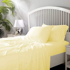 H&H Decor 4 Piece Bed Sheet Set 100% Egyptian Cotton Solid Pattern 400 TC 10-12 Inch Deep Pocket Size (Queen Color Ivory)