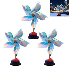 3 Pack Car Mirror Pinwheel, Reflective Windmill Decoration