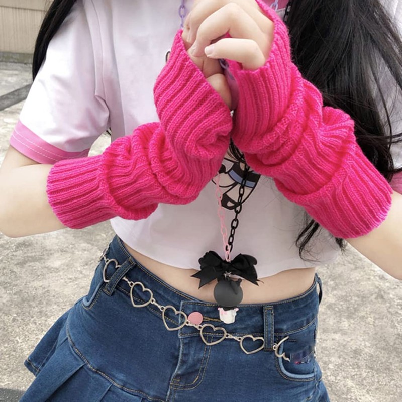 shunxinersty Knit Sleeve Knit Arm Sleeve Thumb Hole Glove Winter