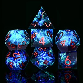 SIQUK 7 Piece Polyhedral Dice Set 7 Polyhedral Dice Dice D4 D6 D8 D10 D12 D20 D% Game Dice for Dungeons and Dragons DND RPG MTG, Black & Blue