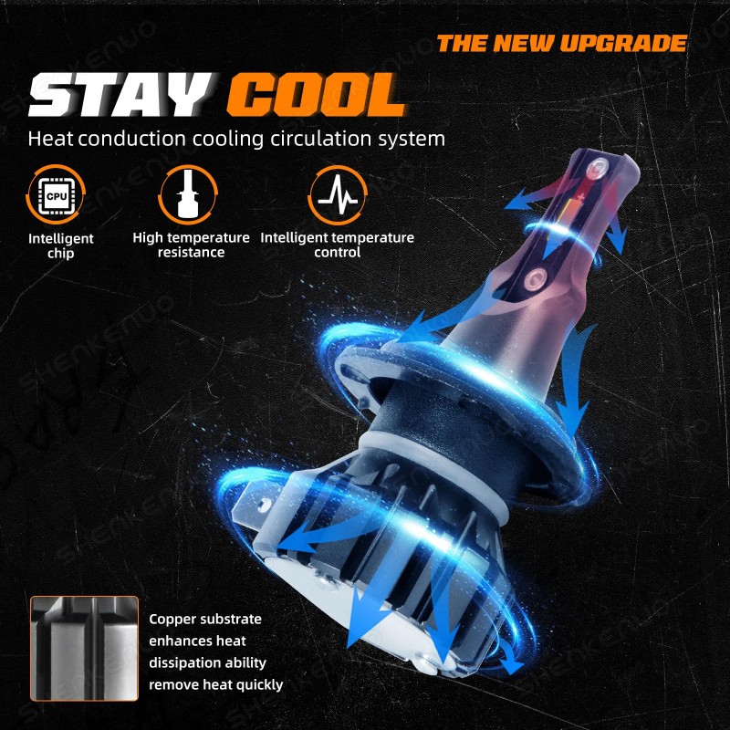 SHENKENUO 4x H7 H11B LED Headlight Bulbs Kit High Low