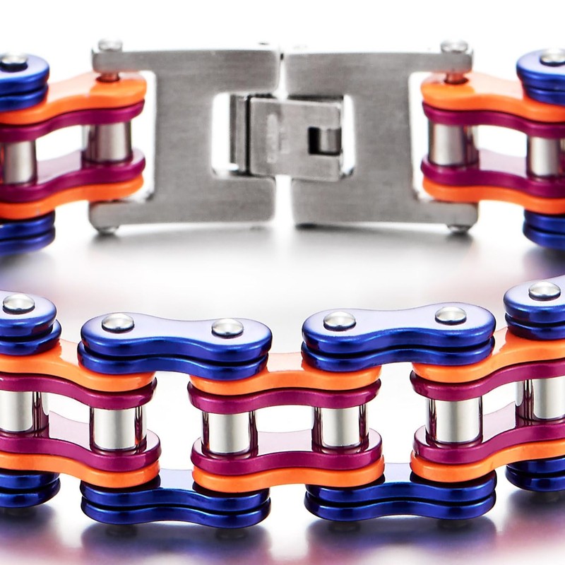 COOLSTEELANDBEYOND Large Men's Bracelet Bicycle Chain Motorcycle Chain Stainless Steel