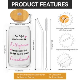 Farewell Gift Colleagues, Drinking Cup with Lid and Straw, Gifts for Colleague & Girlfriend for Birthday, Christmas, Thank You Gifts for Girlfriends, Farewell Colleague Job Change