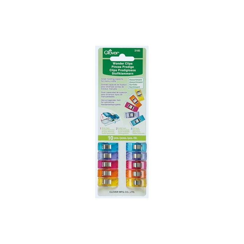 Clover - Clips de 10 piezas, clásicos, los colores pueden