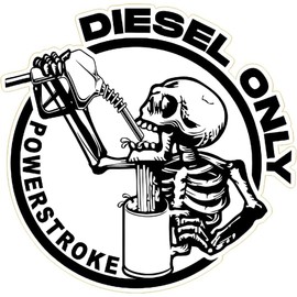 Diesel Skull Sticker – Waterproof Vinyl Skeleton Decal for Truck Toolbox Rear Window & Bumper – Diesel Mechanic Gift for Men