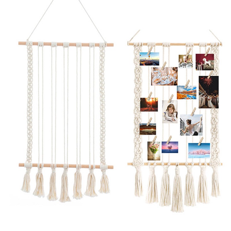 Hanging Photos Display Macrame Wall Hanging Photos Organizer Cotton Pictures