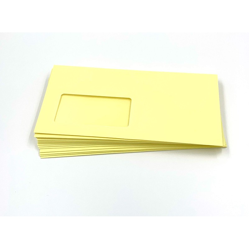 100 Window Envelopes, 220 mm x 110 mm, Yellow, Light