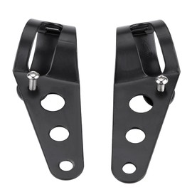 Cocoarm Motorrad-Scheinwerfer-Halterung Bracket Kit Scheinwerfer Montage-Halterung Scheinwerferhalterung für Chopper Cafe Racer mit 33-43 Mm Gabelröhrchen Einfacher Installation Schmiedeeisen (BLACK)