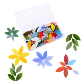 Mogokoyo 200g Petal Mosaic Tiles Mixed Colored Hand Cut Assorted Size Stained Glass Flower Leaves Tiles for DIY Art Craft Decoration