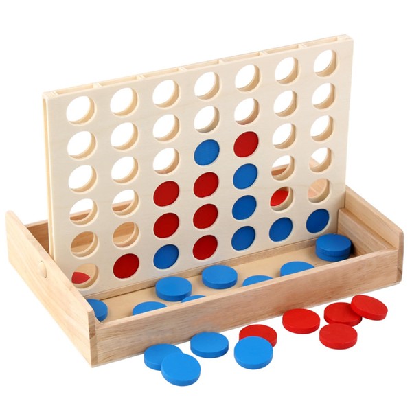 ZUNIPLEX Four Wins Classic, 4 Win Travel Game, Wooden 4