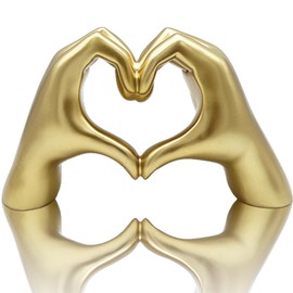Heart Shape Hand Statue, Heart Hand Sculpture, Love Finger Statue, Heart Hands Statue, Gesture Statues and Sculptures, Romantic Statue, Home Decoration for Living Room, Room, Office, Gold