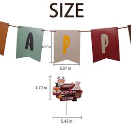 Zotemo - Cartel y decoración para tartas con diseño de animales y zorros, guirnalda colorida para decoración de fiestas de cumpleaños de niños con temática de animales