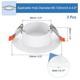 PATIKIL 134mm / 5.3" Diameter Spring Ceiling Hole Cover Plate, 3 Pack Downlight Hole Trim Wall Mount Decorative Cap Access Panel for 2-3.3" Round Ceiling and Wall Openings, White