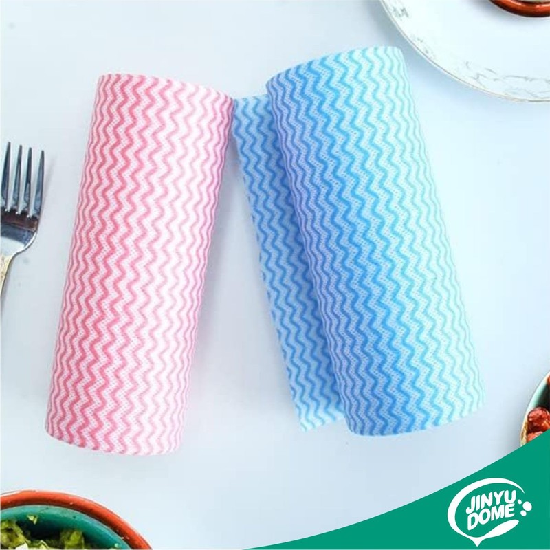 JINYUDOME Cloth Roll, 2 Rolls, Red & Blue, Disposable Cleaning