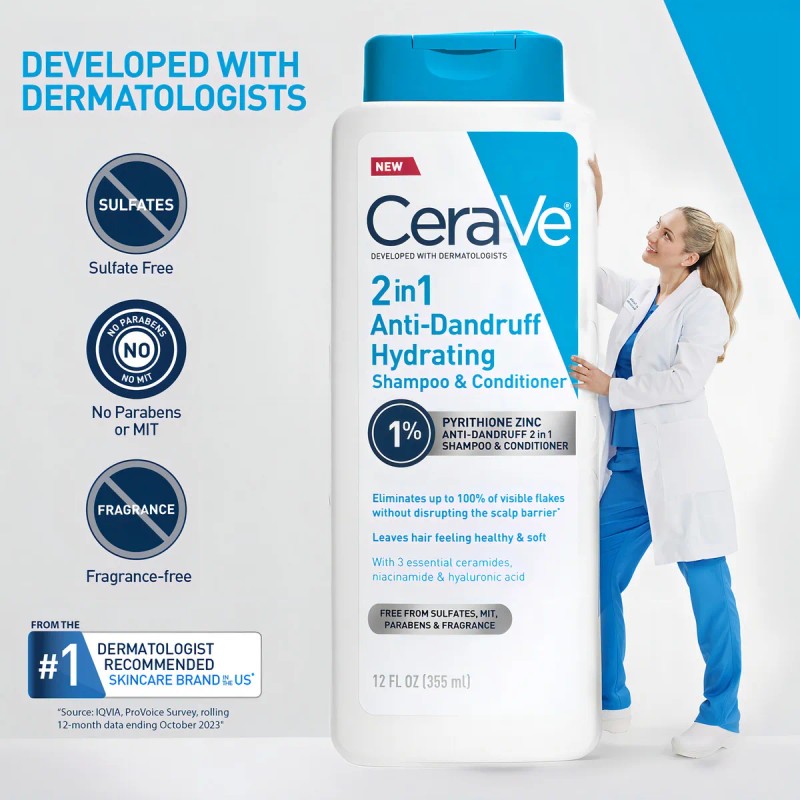Champú Y Acondicionador Cerave 2 En 1 Hidratante Anticaspa