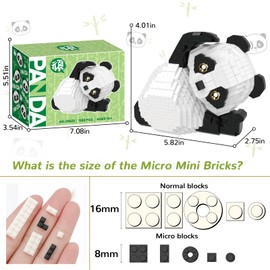 Panda Micro Mini Building Toy Bricks for Adults, 1192 PCS Mini Building Blocks Animals Sets for Goodie Bags, Party Favors for Boys Girls 12+ 14+, Christmas Birthday Gift for Kids, Carnival Prizes