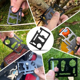 Stocking Stuffers Gifts for Men Dad, 18 in 1 Silver Snowflake Multitool & 20 in 1 Black Credit Card Multitools Christmas Gifts for Men Dad Son (silver)