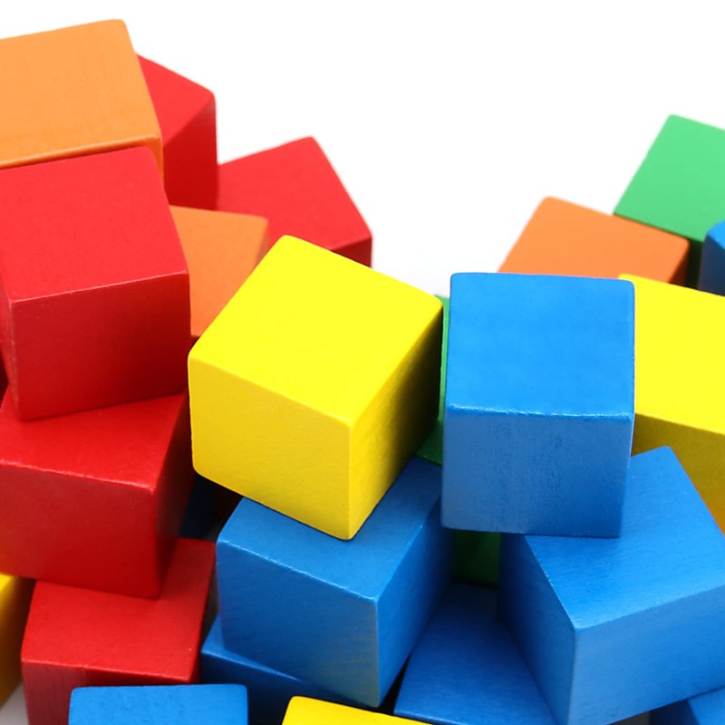 MUKLEI 400 PCS Wooden Blocks, Colorful Cube Blocks 0.8 Inch