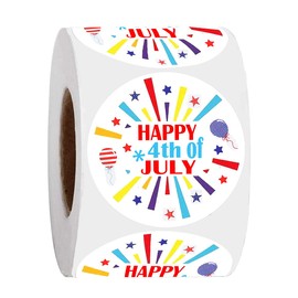 Happy Fourth of July Gift Stickers，2 Inch Decoration Labels for 4th of July Gift Wrap, Party Favors（500 Total Independence Day Labels）