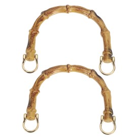 sourcing map Purse Handles, 2Pcs 5.2" Plastic Bamboo Handbag Handle Replacement Accessories with Metal Buckle for Making DIY Handmade Beach Bag (Burnt Yellow)