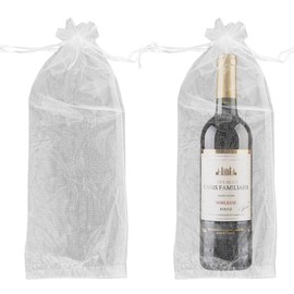 pson 12Pcs 5.9 x 15 Inch Organza Wine Bags, Sheer Mesh Drawstring Wine Bottles Pouches for Weddings, Birthdays, Parties, Festive Occasions(White)