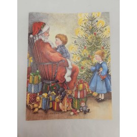 Buck Main Street Press Christmas Card "Christmas Wishes" Santa & Children Sherri Buck