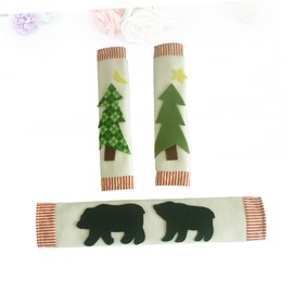 CORHAD 3Pcs Christmas Tree Black Bear Handle Covers Decorative Fridge Door Protectors Washable Kitchen Appliance Covers