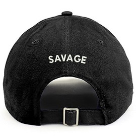 Trendy Apparel Shop Savage (Back) Embroidered 100% Cotton Dad Hat - Black