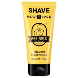 BEE BALD SHAVE Premium Shave Cream Goes On Light & Slick For A Shave 6 Oz