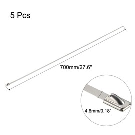 sourcing map 28 Inches Stainless Steel Cable Zip Ties Multi-Purpose Metal Exhaust Wrap 5pcs for Exhaust Wrap, Outdoor Fence