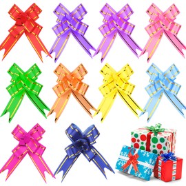 Zhenle Pull Bows 100Pcs Pull Bows for Gift Wrapping 10 Colors Gift Bows Ribbon Bows Gift Bows for Presents Ribbon Bows for Hampers Pull Bow for Crafts Christmas Wedding Party New Year Decoration