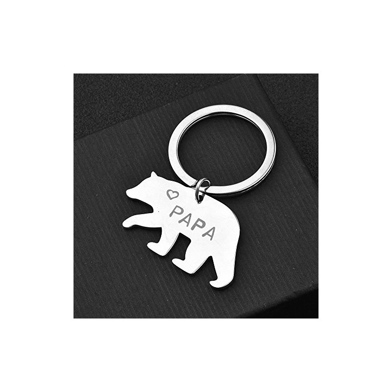 Meiligo Silver Bear Keychain for Men, Husband, Dad