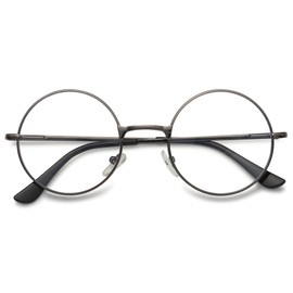 VEVESMUNDO Nickelbrille Lesebrille Runde Retro Klein Metall Lesehilfe Brille Für Herren Damen (Grau, 1.0)