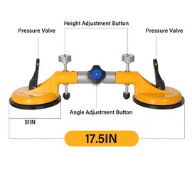 Seamless Seam Setter with 90-270 Degree Adjustable Vacuum Suction Cups for Seam Joining Leveling, Professional Solid Countertop Installation Tool for Granite, Stone, Marble, Slab, Orange, Pack of 1