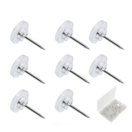 Naisfei 150 Pcs Count Push Pins,Clear Thumb Tacks, Pins & Tacks, Clear Thumb Tacks for Wall Hangings Clear Push Pins,Office Push Pins Steel Point and Clear Head
