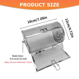 Rotisserie Basket, Stainless Steel Rotisserie Grill, Stainless Steel Grilled Cage, Air Fryer Basket for Oven for Chestnut Peanut Beans French Fries Basket (4.72 * 7.09in)
