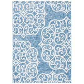 SAFAVIEH Courtyard Collection 8' x 10' Navy/Grey CY8396 Indoor/ Outdoor Waterproof Easy-Cleaning Patio Backyard Mudroom Area-Rug
