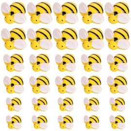 30pcs Small Resin Bees, Tiny Mini Plastic Flat Back Bumble Bee Decoration Little Miniature Honey Bees Crafts Birthday Party Table Decor (Lemon Yellow)