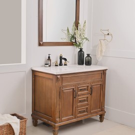 BWE Black and Gold Widespread Bathroom Faucet, 3 Hole, 8 Inch, Two Handles, Commercial Bathroom Sink Faucet with Brass Pop Up Drain Stopper and Supply Lines, Lead-Free