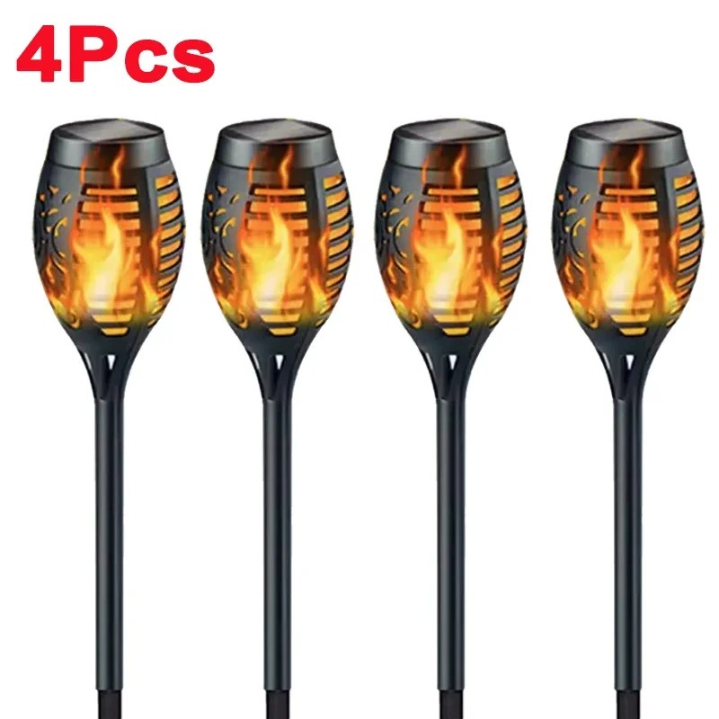 Solar Flame Torch Lights for Garden Decor – Flickering LED