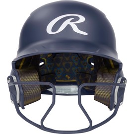 Rawlings | MACH HI-VIZ Fastpitch Softball Batting Helmet | Face Guard Attached | Navy | Senior - 6 7/8" - 7 5/8"