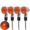 VRWEARE 4PCS Motorcycle Turn Signals Chrome Bullet Front Rear Amber
